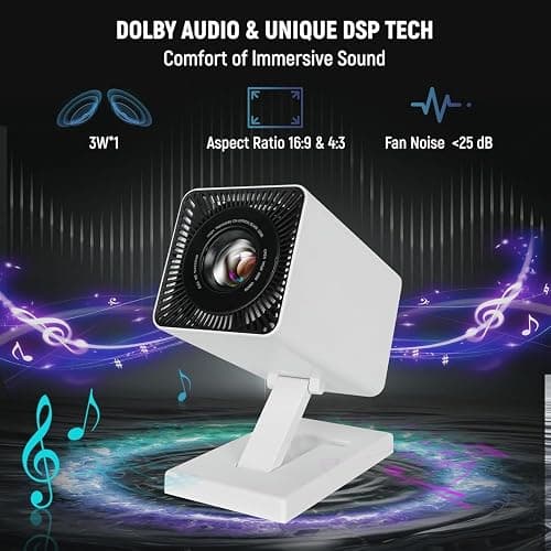 Mini Projector 4K Smart Projector, Support Full HD 1080P with Dual Band 5G WiFi and Bluetooth, Low Noise, Long Lamp Life, Auto Keystone, Compatible with Mobile Phone/PC/HDMI USB, Portable Projector thumbnail 8