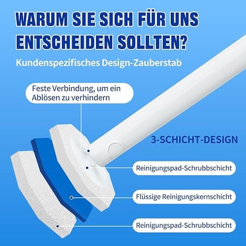 Einweg Toilettenbürsten mit Nachfüllpackung von 50 Dreilagigen, Verdickten Reinigungsschwämmen, Wandmontiertes Wc Bürstengarnitur mit Klobürstenhalter, zur Reinigung von Badezimmern, Waschbecken thumbnail 3