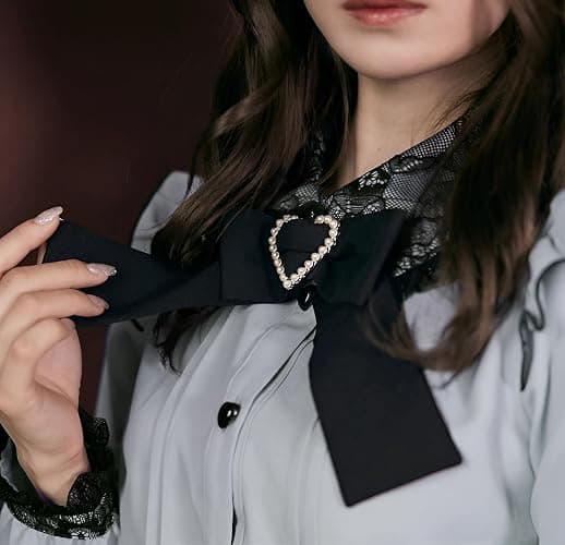 Cuteighteen Lolita Peter Pan Collar Victorian Blouse Women Lace Long Sleeve Shirt Gothic Kawaii Vintage Ruffle Bow Top thumbnail 4