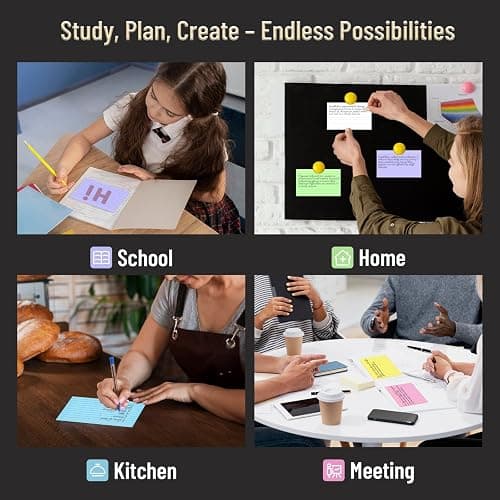300 Count Colored Index Cards 3 x 5 Inch Ruled Index Cards, Flash Cards College Ruled for School, College, Office and Home Organization, Durable Study To Do List Note Cards with Ruled Lines thumbnail 7