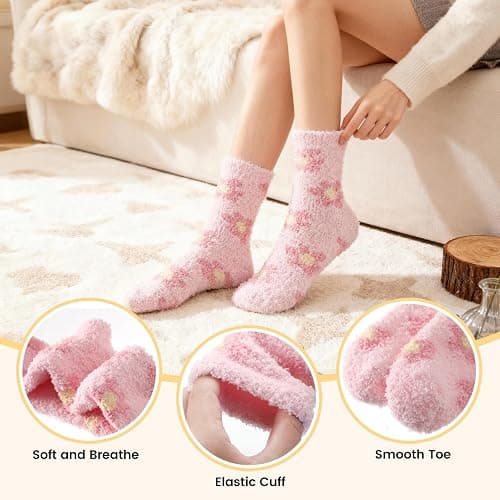 UPCOZY Fluffy Fuzzy Socks Gifts for Women,Winter Cozy Soft Warm Plush Socks Gifts for girlfriend. thumbnail 4