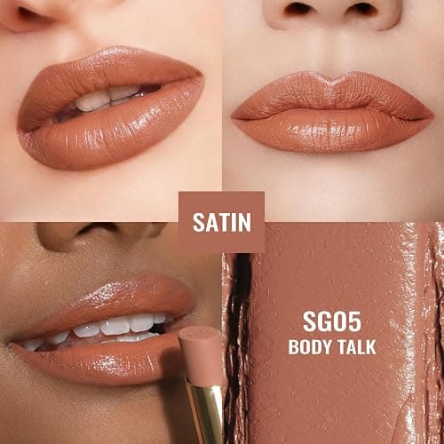 Oulac Satin Matte Lipstick Orange - Brown Long Lasting Lip Stick, Intense Color with Smooth Creamy Texture Lip Colour, Moisturizing & Weightless Formula, Vegan & Cruelty-Free, 4.3g, SG05 Body Talk thumbnail 3