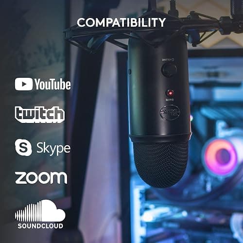 Logitech for Creators Blue Yeti USB Microphone for Gaming, Streaming, Podcast, YouTube, Discord, PC, Studio Sound, Plug & Play-Blackout thumbnail 7