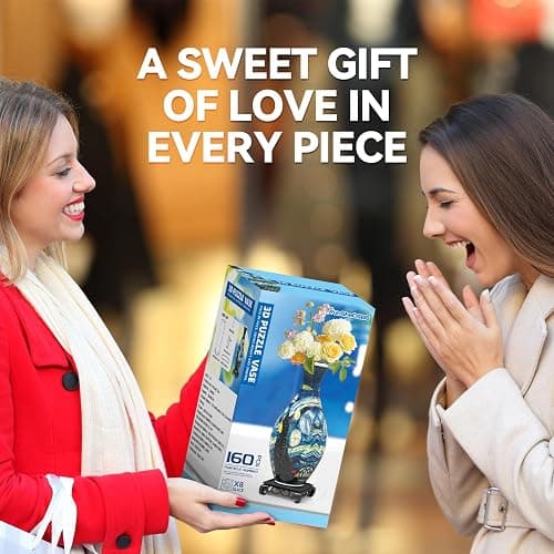 3D Puzzles Vase for Adults, Crafts for Adults, 160 Pieces Plastic DIY Unique Flower Vase with LED Light House Warming Gift Birthday Gifts for Flower Arrangements and Home Decor (Blue) thumbnail 7