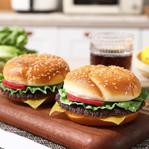 Joeabor Artificial Hamburger Round 2 Pack Realistic Fake Food for Display Faux Burger for Decoration Fake Food Props thumbnail 8