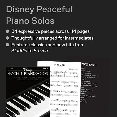 Disney Peaceful Piano Solos | Intermediate Piano Sheet Music Book | 34 Calming Disney Songs for Relaxation and Performance | Piano Songbook for Adults, Students, and Music Teachers thumbnail 3