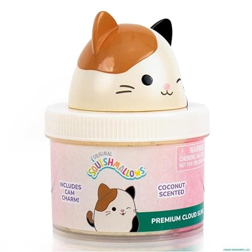 Original Squishmallows Cam The Cat Premium Cloud Slime, Coconut-Scented, 8 oz., Storage Container with Figurine Topper, Rubber Charm, Goodie Bags Stuffers, Kids Party Favors, Sensory Toys thumbnail 9