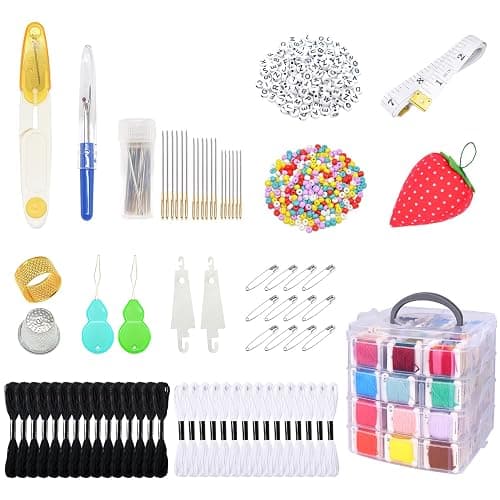 VICOVI 1080 Pack Embroidery Floss Thread Kit Including 200 Colors and 30 SkeinsWhite & Black Embroidery Thread Cross Stitch Sewing Thread with 850 Pcs Cross Stitch Tool and 4-Tier Transparent Box thumbnail 2