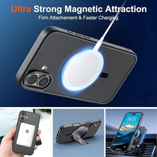 SUPFINE Magnetic for iPhone 17 Case (Compatible with MagSafe)(Military Grade Drop Protection) Translucent Matte Shockproof with Anti-Fingerprint Phone Cover,Black thumbnail 5