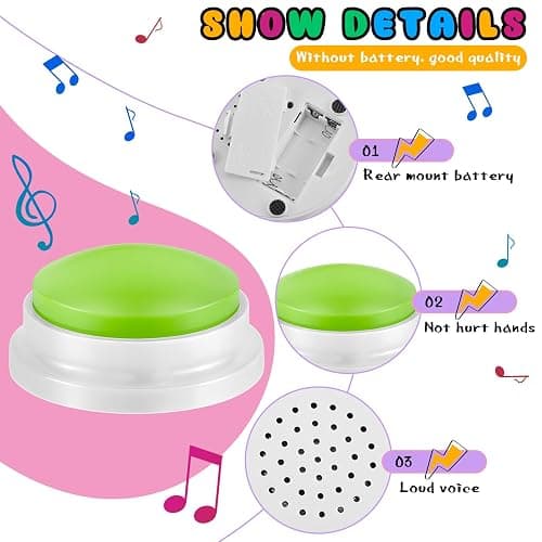 Honoson 8 Pieces Recordable Answer Buzzers Button for Trivia Games Show Buzzers Recording Buttons Gifts for Classroom Team(Elegant Color) thumbnail 3