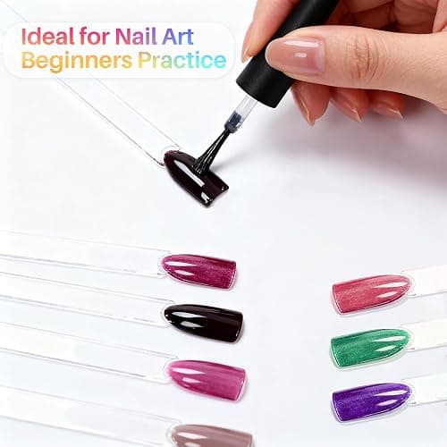 RAQEHO 200PCS Nail Swatch Sticks - Clear Nail Color Swatches with Ring Acrylic Fan Shape Nail Polish Sample Swatches Nail Practice Stick Gel Polish Display Stick for Technician Beginner Home Salon Use thumbnail 6