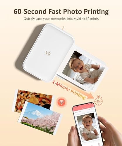 HPRT CP4100 4x6 Photo Printer with 108 Sheets & 2 Ribbons, Full-Color Thermal Dye Sublimation Wi-Fi Printing, Portable Instant Picture Printer for iPhone/Android, AR Video, Fun App, Home Use, White thumbnail 5