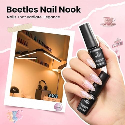 Beetles Nail Nook Gel Nail Polish Set - 119 PCS 100 Colors Gel Polish Kit Base Glossy Matte Glitter Top Coat Glitter Pearl Cat Eye White Red Pink Nude Uv Led Nails Gift for Women thumbnail 7
