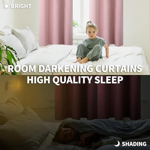 BGment Pink Room Darkening Curtains 63 Inch for Bedroom - 2 Panels | Grommet Top, Light-Blocking, Sunblock, Thermal Insulated, Window Drapes for Kids Boys Room, 42x63 Inch thumbnail 3