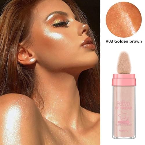 URQT 4 Color Polvo De Hadas Fairy Dust Highlight Patting - Full Body Contouring and Clavicle Pearlescent Patting Powder for Face and Eye, Christmas Sparkling Body Glitter (4 Pack) thumbnail 8