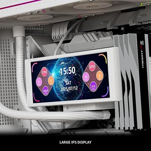 Thermalright TV LCD White Display Screen-Magnetic Suction,6.86" IPS Panel | 1280x480 Resolution for Static/Dynamic Image Switching, can be Paired with a Chassis/CPU Liquid Cooler(White) thumbnail 4