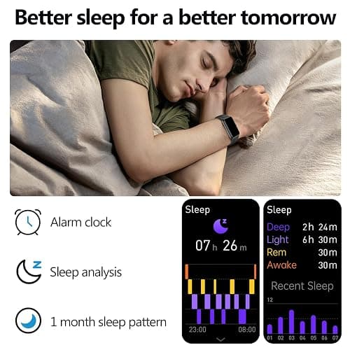 MOLOURK Fitness Tracker with Heart Rate, Blood Oxygen Sleep Monitor, 100+Sports Modes Smart Watches for Men Women, IP68 Waterproof, Activity & Step Tracker Watch for Android/iOS Phones (Black) thumbnail 4