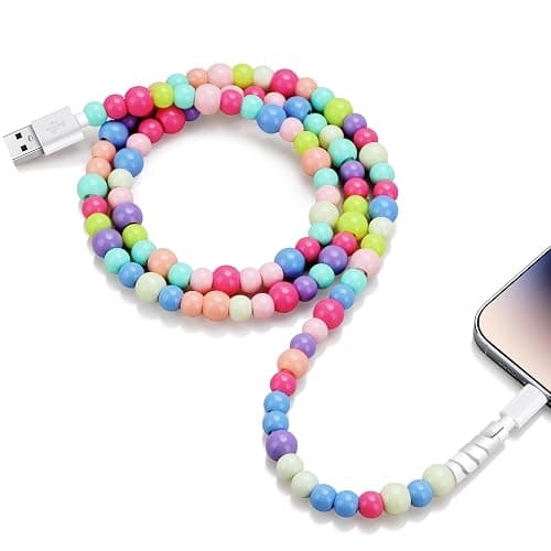 Aolcev for iPhone Charging Cord 3.3FT [MFi Certified] 66W Fast Charger Cable Cute Beaded Phone Charger Cord USB A Charging Cable for iPhone 14 13 12 11 Pro Max 8 7 6 Plus iPad Pro/Air/Mini Colored - Image 1