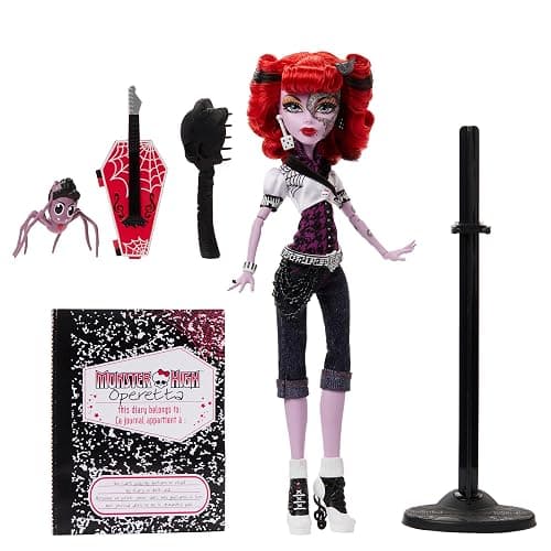Monster High Boo-riginal Creeproduction - Operetta, bambola da collezione con diario, ragnetto Memphis Daddy O Longlegs e piedistallo, giocattolo per bambini, 6+ anni, HYV90 thumbnail 7