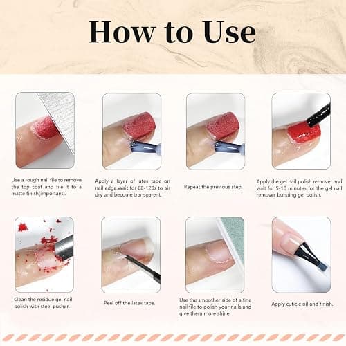 JODSONE Gel Nail Polish Remover Kit - Set with 15ml Gel Nail Polish Remover, Cuticle Oil and Latex Tape, and Complete Remover Manicure Tool Set, No Soaking thumbnail 7