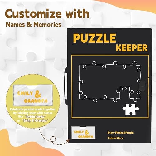 Puzzle Storage Folder for 1500pcs with Labeling Tabs & Name Card Pocket, Portable Puzzle Keeper,Jigsaws with Handle,32.6 * 25.2in(Inner Page), Black thumbnail 5