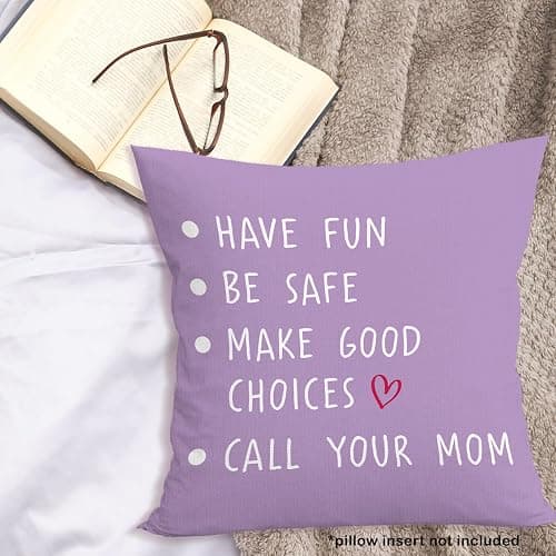 MONALET Purple Call Your Mom Dorm Throw Pillow Covers 18x18, Back to School Decor Pillow Cases Gifts for Classroom Teen Girl Dorm Room Bedroom, Freshman College Pillowcases for Couch Bed Sofa thumbnail 4