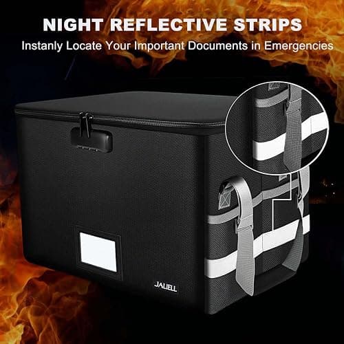 JALIELL File Box with Lock - Fireproof Document Box File Organizer with Zipper & Adjustable Handle, Collapsible File Storage Box for Home Office, Filing Cabinet for Hanging Letter/Legal Folder thumbnail 8