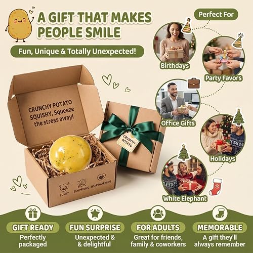 Crunchy Potato Squishy, ASMR Squeeze Toys with Crackly Sound,Fidget Toys | Realistic Food Stress Relief Fidget Toys for Adults and Teens, Moldable Sensory Desk Toy and Party Favor Gift thumbnail 8
