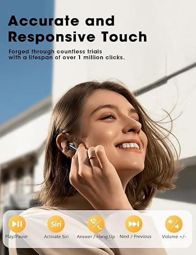 ZZU Wireless Earbuds, Bluetooth Ear Buds with Big Bass Stereo Sound, 48 Hours Playtime, Lightweight in-Ear Fit Earphones, IPX7, Hands-Free Calls with AI for iPhone, Android, Pad, Sports, Workout - Black thumbnail 7
