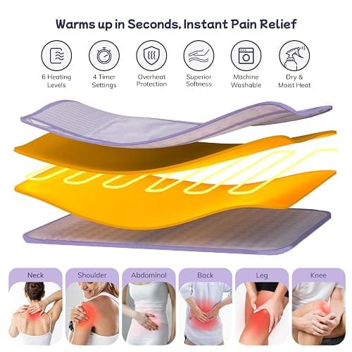 Heating Pad for Period Cramps, Upgraded Wrap Heating Pad for Back Pain Relief, Large 12''x 24''Heat Pad +26" Belt Adjustable 4 Timer 6 Heat Level Auto Shut Off, Christmas Birthday Gifts for Women Mom thumbnail 2