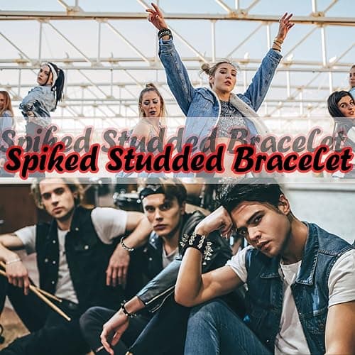 Qinsihwn Punk Studded Bracelet Goth Bracelet Leather Rivets Spike Bracelets Cuff Adjustable Metal Wristband Gothic Accessories thumbnail 7