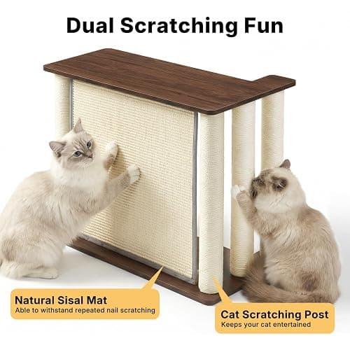 Veehoo Couch Protector from Cat Claws, Couch End Table with Cat Scratch Panel and Scratching Posts, Pet Corner Sofa Side Table Scratcher, Black Walnut, Right thumbnail 2