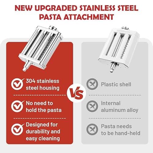 3-in-1 Pasta Attachment for KitchenAid Stand Mixer - Stainless Steel Pasta Maker with Roller, Spaghetti & Fettuccine Cutters | Professional Pasta Accessories for Homemade Noodles & Italian Cuisine thumbnail 5