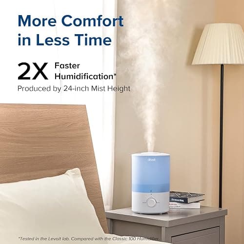 LEVOIT Dual 150 Humidifiers for Bedroom Large Room, 3L Cool Mist Top Fill Essential Oil Diffuser for Baby Nursery and Plants, 360° Nozzle, Quiet Rapid Ultrasonic Humidification for Home, Blue thumbnail 2