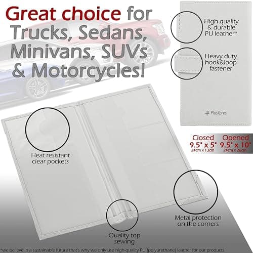 Auto Insurance and Registration Card Holder - Vehicle Glove Box Document Organizer - Car Essential Paperwork Holder for DMV, AAA, Contact Information Cards - Premium PU Leather Wallet Case - White thumbnail 5