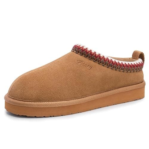 FITORY Damen Hausschuhe aus Wildleder,Flache Mini-Booties mit Fell,Lässige und bequeme Damenschuhe für den Winter - Image 1