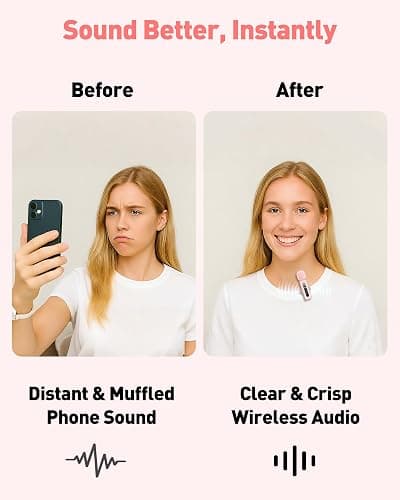 USB C Lavalier Microphone Wireless Mini Mic for Type-C Android Phone/Tablet/PC Video Recording Clip-on Mics with Rotatable Clip&Denoise Recording, Ideal for Vlog Tiktok Youtube Content Creator, Pink thumbnail 2