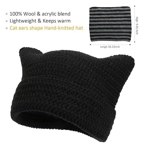 Women Beanie Warm Winter Hats, Soft Knit Lazy Beanie for Women, Women Cat Beanie，Women Fox hat, Slouchy Beanies for Women thumbnail 2