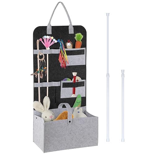 JUXYES Wall Hanging Cat Teaser Wand Toy Holder, Portable Cat Feather Wand Toy Storage Bag, Wall Durable Cat Feather Teaser Wand Toy Organizer, Help Keep Teaser Wand Toy Neat and Tidy - Image 1