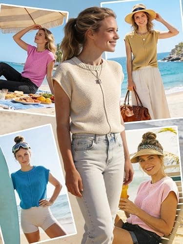 Womens Spring Fashion 2026 Summer Tops Boho Sweater Trendy Western Casual Cap Sleeve Rodeo Vest Cute Vacation Outfits thumbnail 3