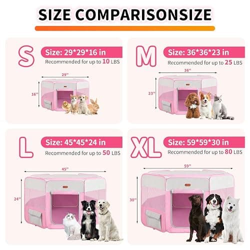 Seiyierr Dog Playpen, Portable Pet Play Pen Foldable Carrying Case, Puppy Pens Outsid for Small Cat Indoor/Outdoor, Removable Mesh Shade Cover thumbnail 7