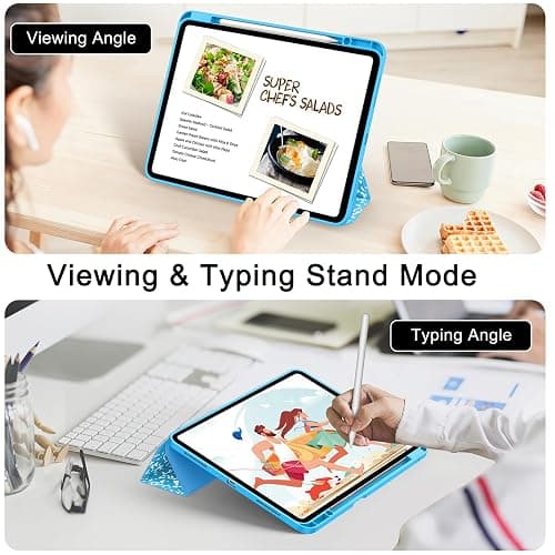 Soke Case for New iPad Pro 13 Inch (M5/M4, 2025/2024 Release), with Pencil Holder Trifold Stand Shockproof [Support Apple Pencil Charging + Auto Wake/Sleep], Soft TPU Back Cover, Book Blue thumbnail 7