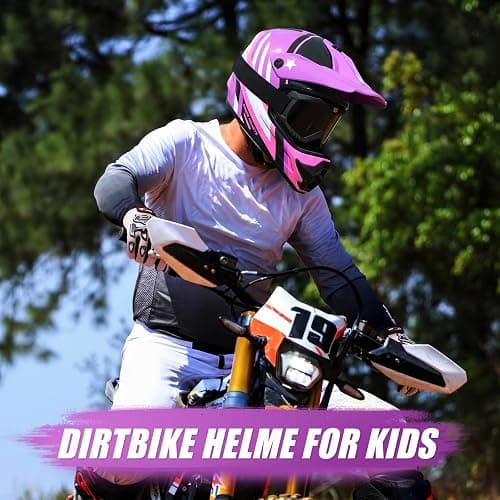ROOZO Youth Kids Dirt Bike Helmet DOT Approved, Full Face Motocross Set | 4-in-1 set includes goggles gloves storage bag, ultra-light design, adjustable visor and washable liner for ATV UTV thumbnail 5