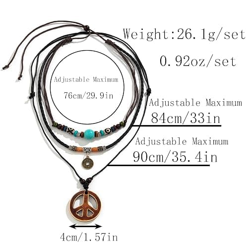 ZZQPSD Peace Sign Pendant Necklace Layered Puka Shell Turquoise Boho 1960s 1970s Hippie Party Accessories Necklaces thumbnail 4