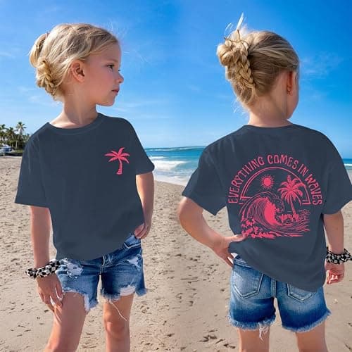 QISSYILY Girls Palm Tree Graphic Tees Beach Hawaiian Cotton T Shirts Tropical Ocean Vibes Outfits Cute Preppy Vacation Tops thumbnail 2