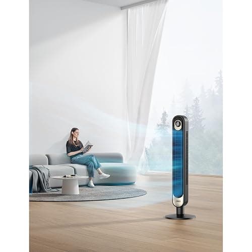 Dreo Tower Fan 42 Inch, Quiet Oscillating Bladeless Fan with Remote, 6 Speeds, 4 Modes, LED Display, 12H Timer, BlackGold Floor Standing Fan Powerful for Indoor Home Bedroom Office Room thumbnail 2