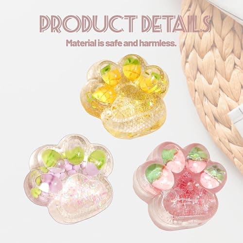 3pcs Taba Squishy, Taba Squishy Paw, Cat Paw Squishy, Squishy Toys for Stress Relief, Fruit Cat Paw Squishy Kit, Soft Fidget Toys for Girls, Boys, Anxiety Relief, Valentine Gifts, 6.5*6.5*3cm thumbnail 4