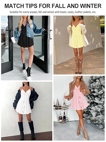 MIYIEONZ Women Sleeveless Sexy V Neck Summer Dress for Women Casual Flowy Beach Club Party Spaghetti Strap Mini Sundress thumbnail 2