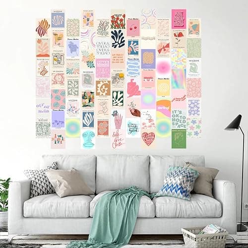 KBKBART 70pcs Danish Pastel Wall Collage Kit Aesthetic Pictures, Cute Danish Pastel Posters Matisse Wall Art Prints Preppy Room Decor 4"x6" for Teens Girls Women Dorm Bedroom thumbnail 2