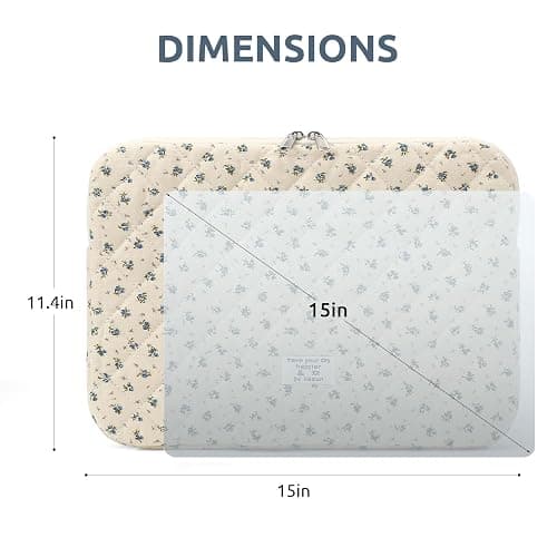 Puffy Laptop Sleeve 13-15.6 Inch Cute Quilted Laptop Protective Case Padded Floral Computer Sleeve for MacBook (A-Blue, 15 Inch) thumbnail 7